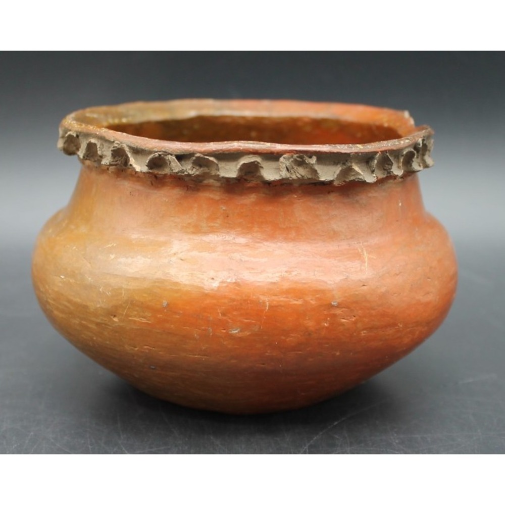 Vintage Handmade Folk Pottery Clay Vessel Primitive Earthenware Bowl Terracotta